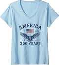 Women's America USA 250th Anniversary Eagle 250 Years V-Neck T-Shirt Unisex T-shirt, Sweatshirt, Hoodie, Long Sleeve Tee - T-Shirt, Sweatshirt, Hoodie