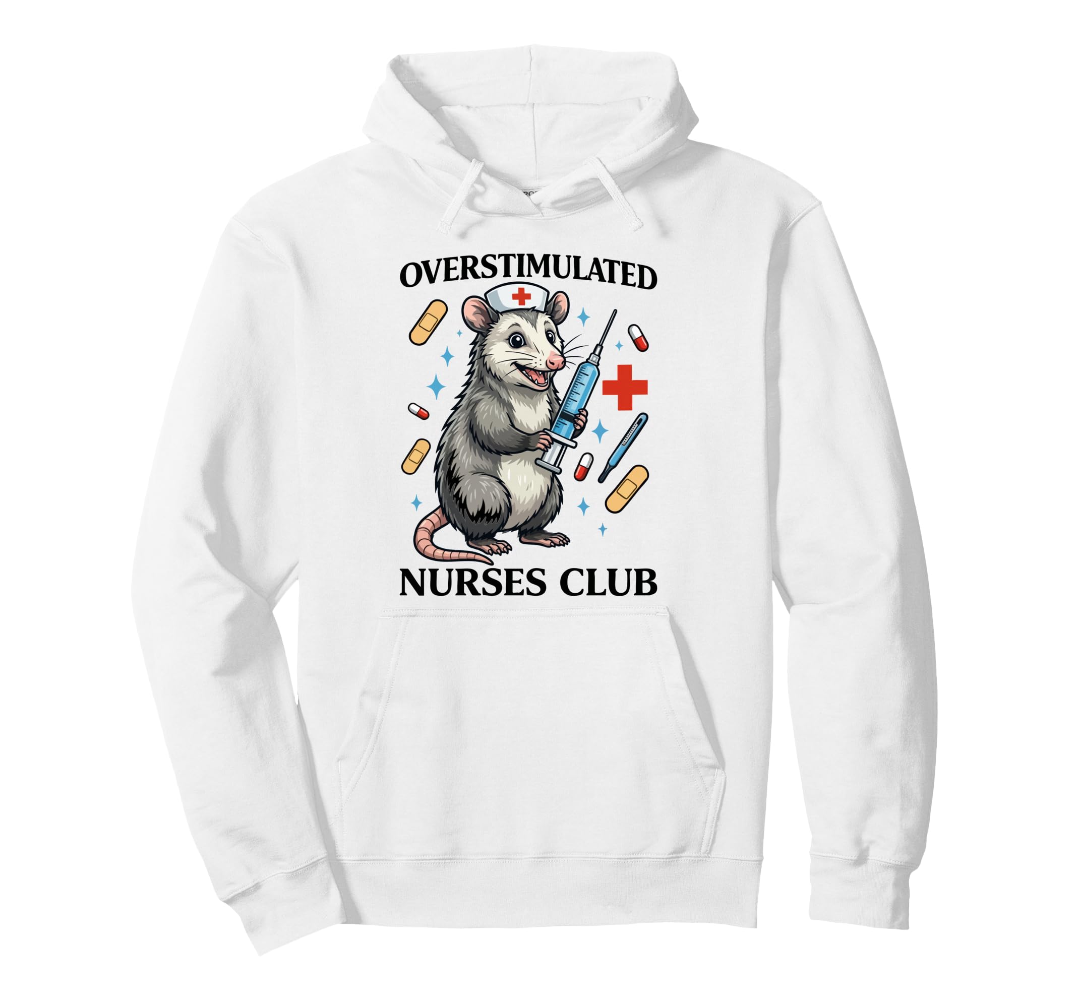 Overstimulated Nurses Club Funny Hoodie - Custom Art Print for Adults - T-Shirt, Sweatshirt, Hoodie