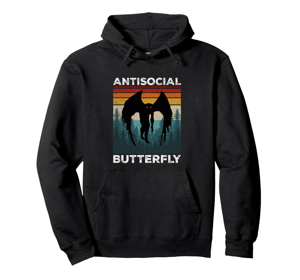 Antisocial Butterfly Cryptid Creature Hoodie - Novelty Apparel for Adults - T-Shirt, Sweatshirt, Hoodie