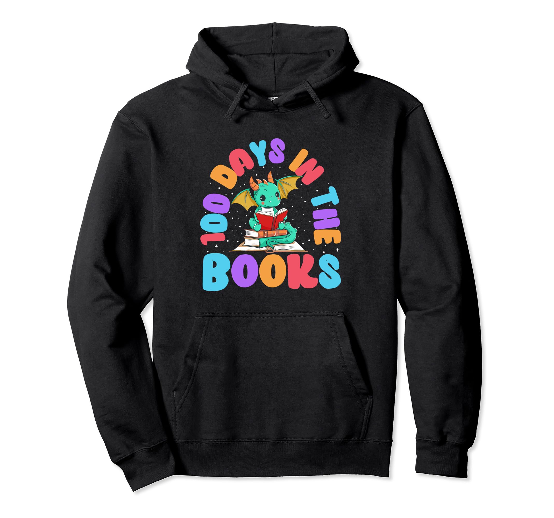 100 Days Books Dragon Reading 100Th Hoodie - Casual Everyday Wear Unisex - T-Shirt, Sweatshirt, Hoodie
