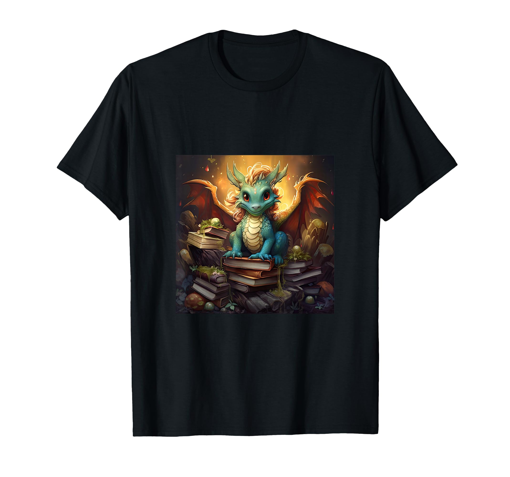Book Nerd Dragon Reading Library T-Shirt - Novelty Apparel Unisex - T-Shirt, Sweatshirt, Hoodie