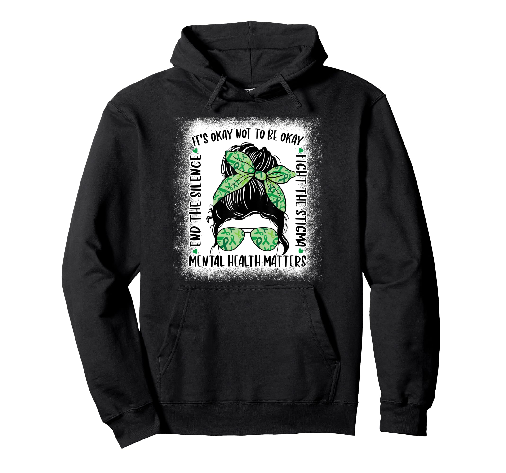 Mental Health Matters Messy Bun Hoodie - Streetwear Style for Adults - T-Shirt, Sweatshirt, Hoodie