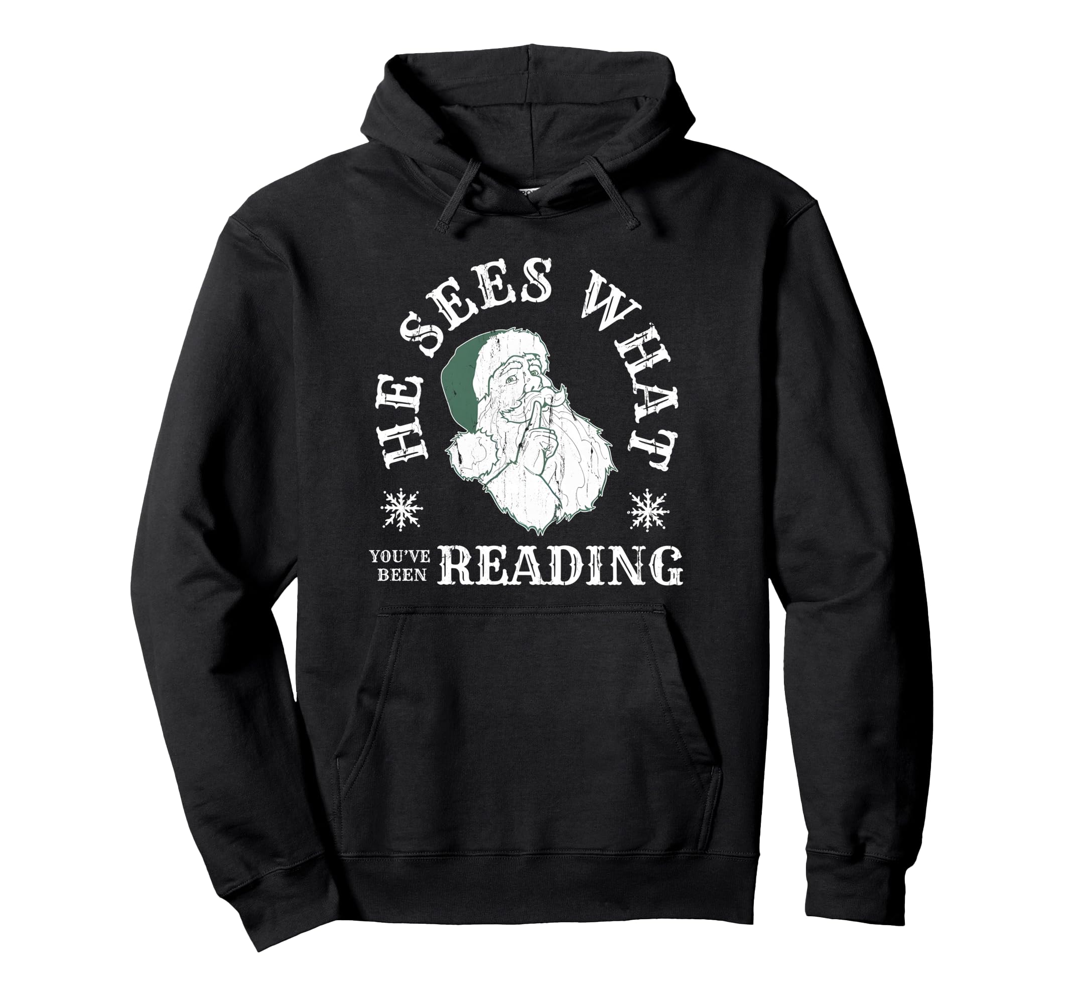 He Sees What Youve Been Reading Santa Hoodie - Minimalist Print Unisex - T-Shirt, Sweatshirt, Hoodie