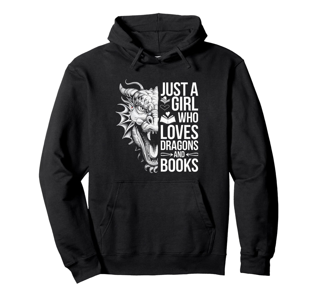 Just Who Loves Dragons And Books Hoodie - Unique Graphic Men Women - T-Shirt, Sweatshirt, Hoodie