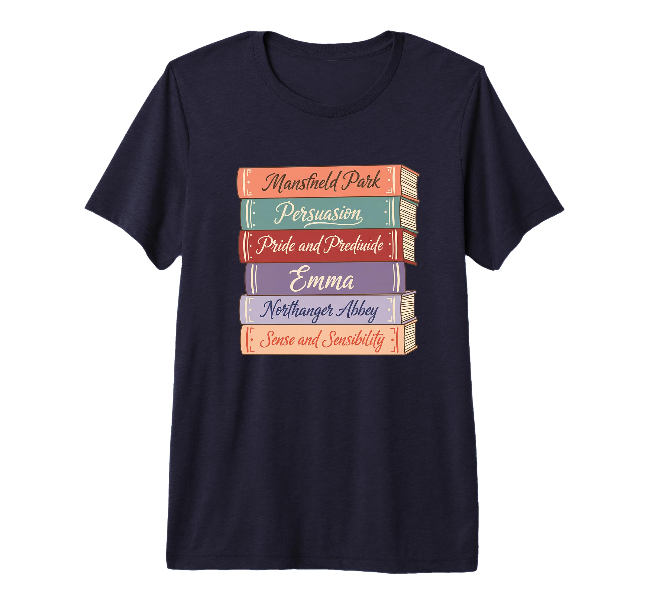 Jane Austen Book Stack Mansfield Park T-Shirt - Fun Novelty Design Unisex - T-Shirt, Sweatshirt, Hoodie