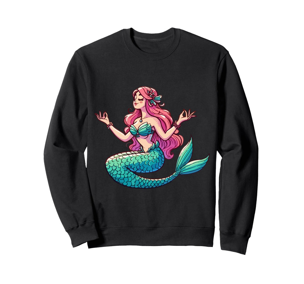 Meditation Mermaid Yoga Pose Relaxing Sweatshirt - Custom Art Print Unisex - T-Shirt, Sweatshirt, Hoodie
