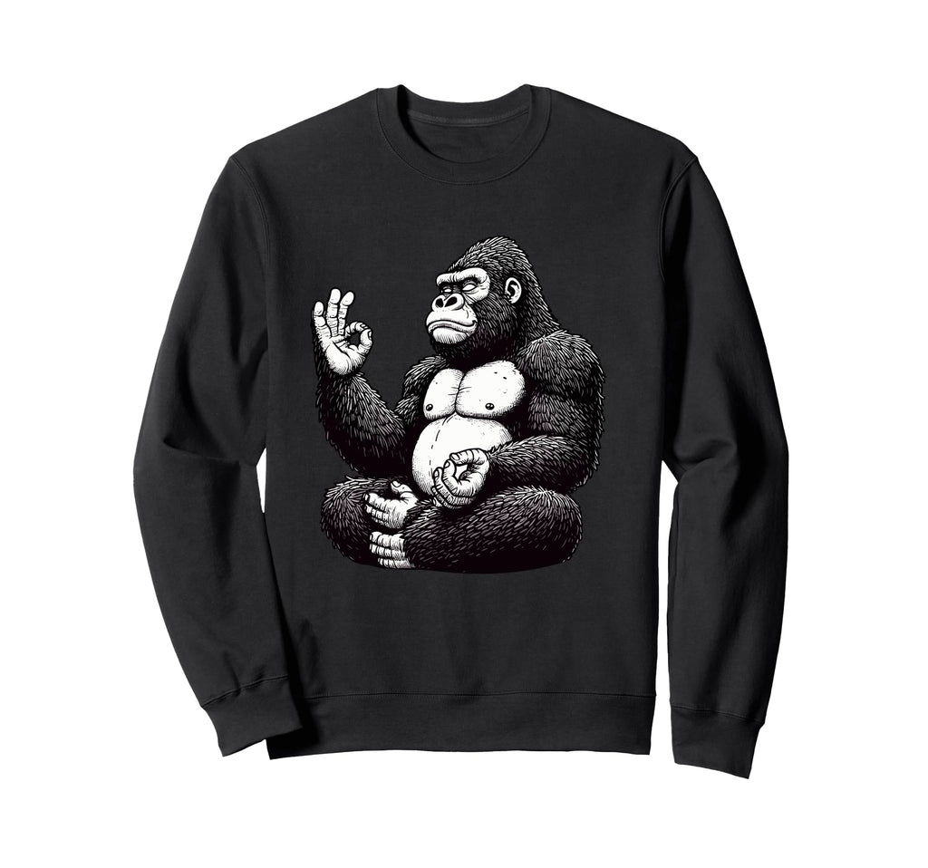 Meditation Gorilla Yoga Pose Sweatshirt - Streetwear Style Men Women - T-Shirt, Sweatshirt, Hoodie
