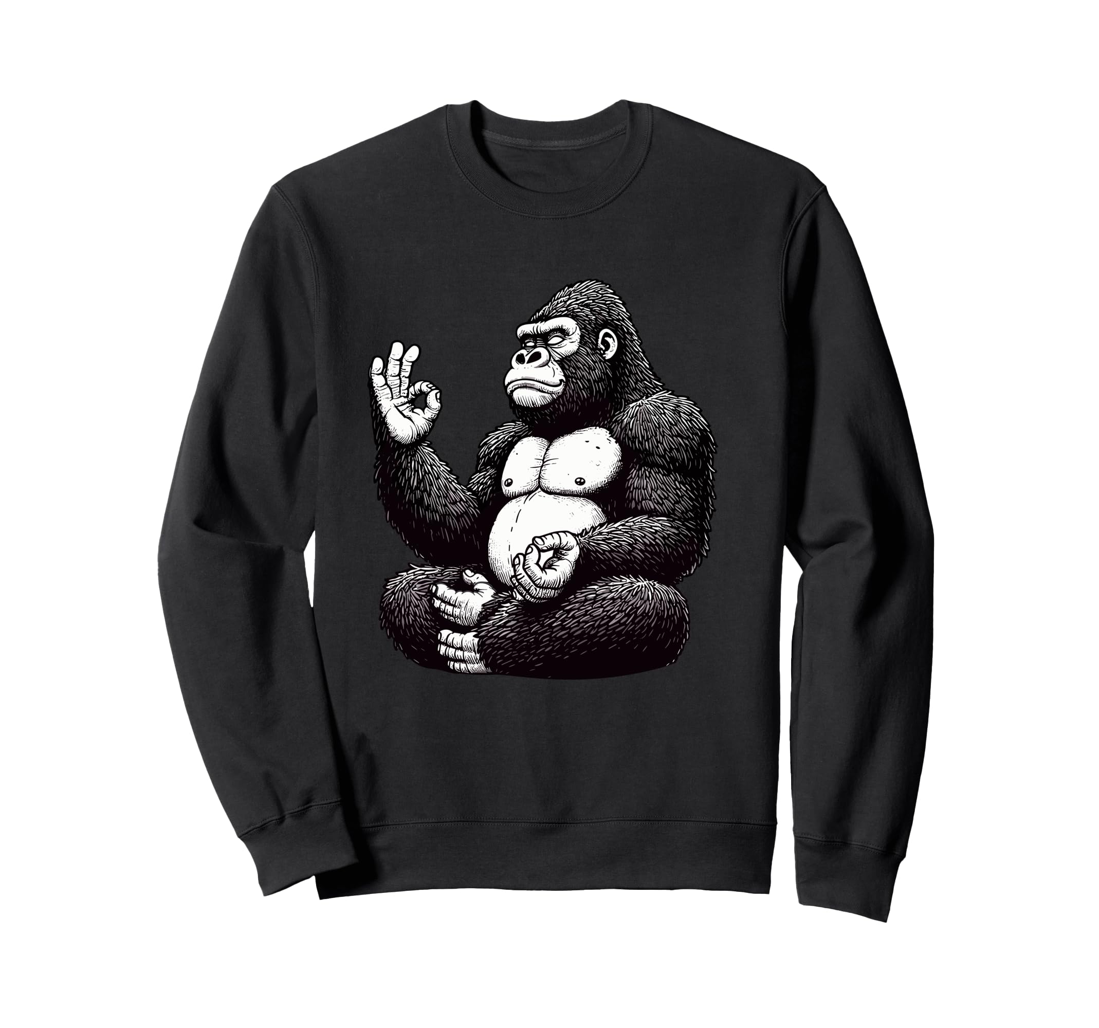 Meditation Gorilla Yoga Pose Sweatshirt - Streetwear Style Men Women - T-Shirt, Sweatshirt, Hoodie
