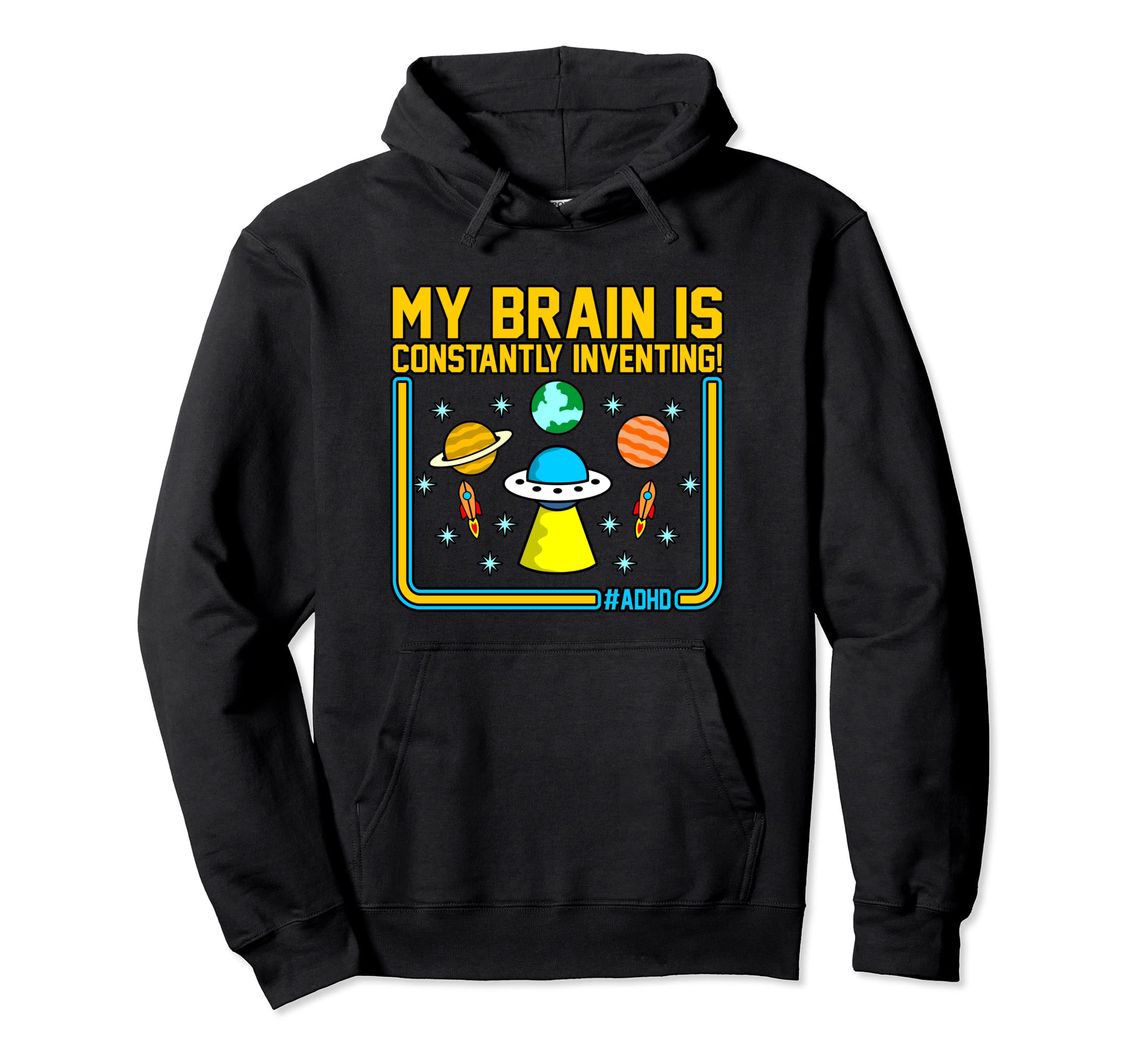 My Brain Is Inventing Adhd Awareness Hoodie - Aesthetic Graphic for Adults - T-Shirt, Sweatshirt, Hoodie