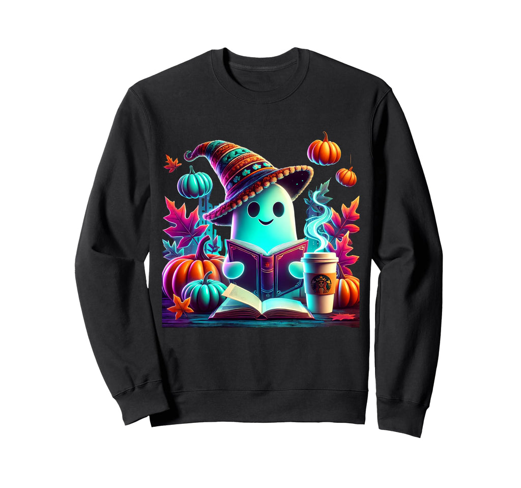 Ghost Reading Book Halloween Sweatshirt - Casual Everyday Wear Unisex - T-Shirt, Sweatshirt, Hoodie
