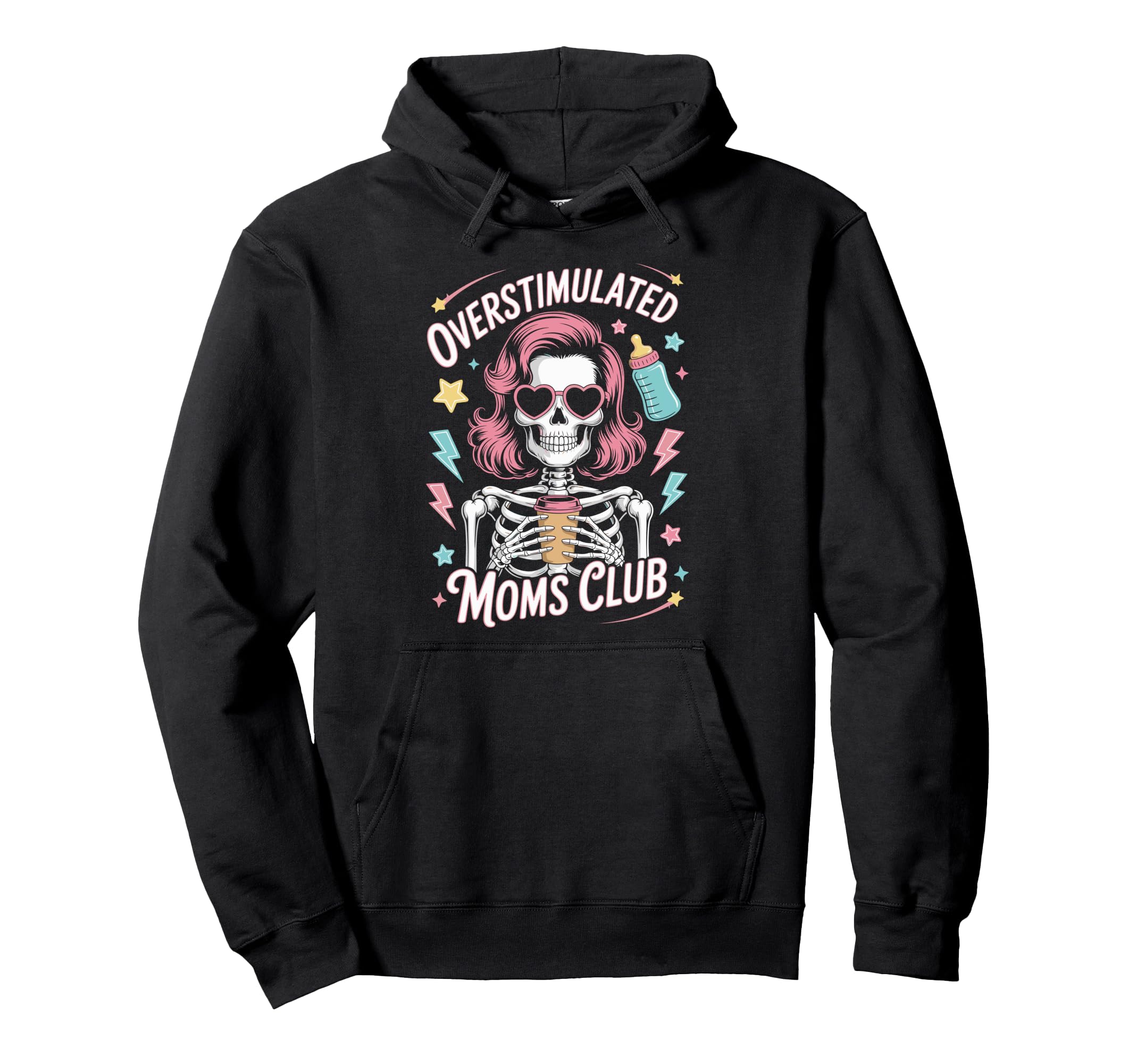 Overstimulated Moms Club Mothers Day Hoodie - Aesthetic Graphic Men Women - T-Shirt, Sweatshirt, Hoodie