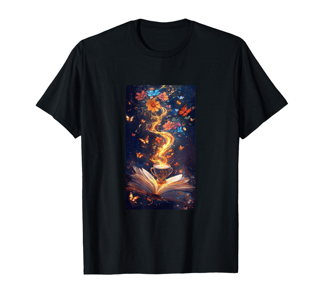 Magical Book Floral Coffee Books T-Shirt - Fun Novelty Design Unisex - T-Shirt, Sweatshirt, Hoodie
