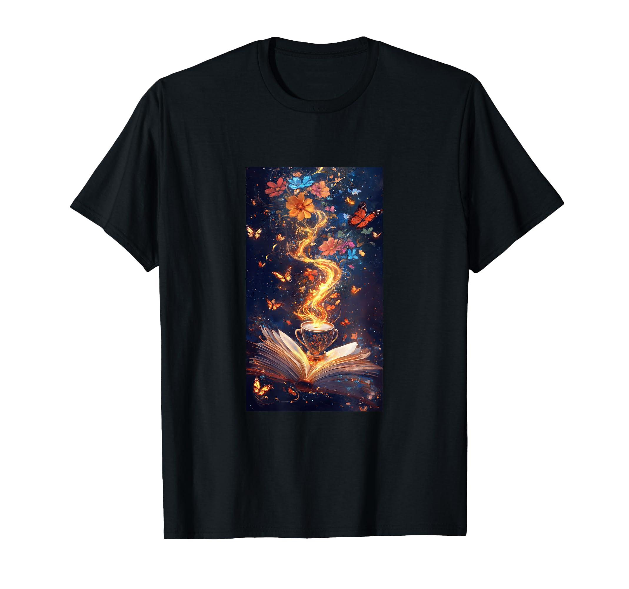 Magical Book Floral Coffee Books T-Shirt - Fun Novelty Design Unisex - T-Shirt, Sweatshirt, Hoodie
