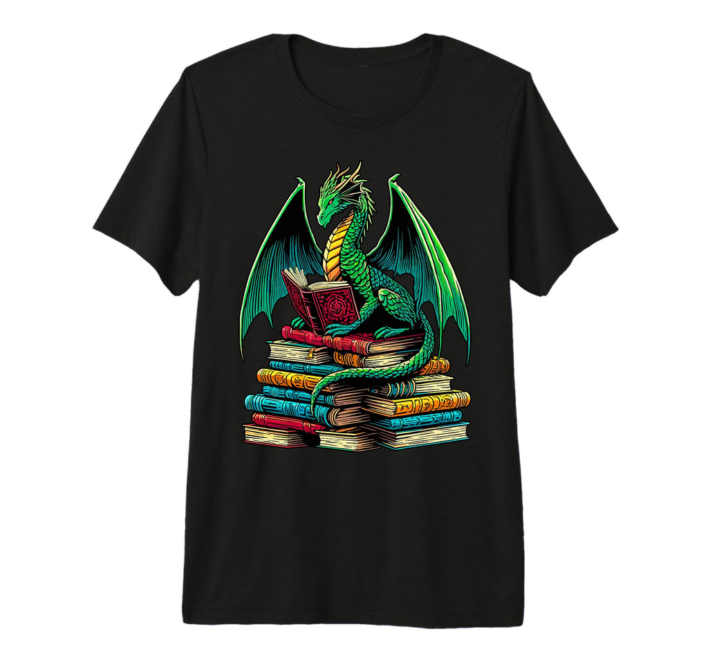 Book Dragon Reading Books Tri Blend T-Shirt - Trendy Graphic for Adults - T-Shirt, Sweatshirt, Hoodie