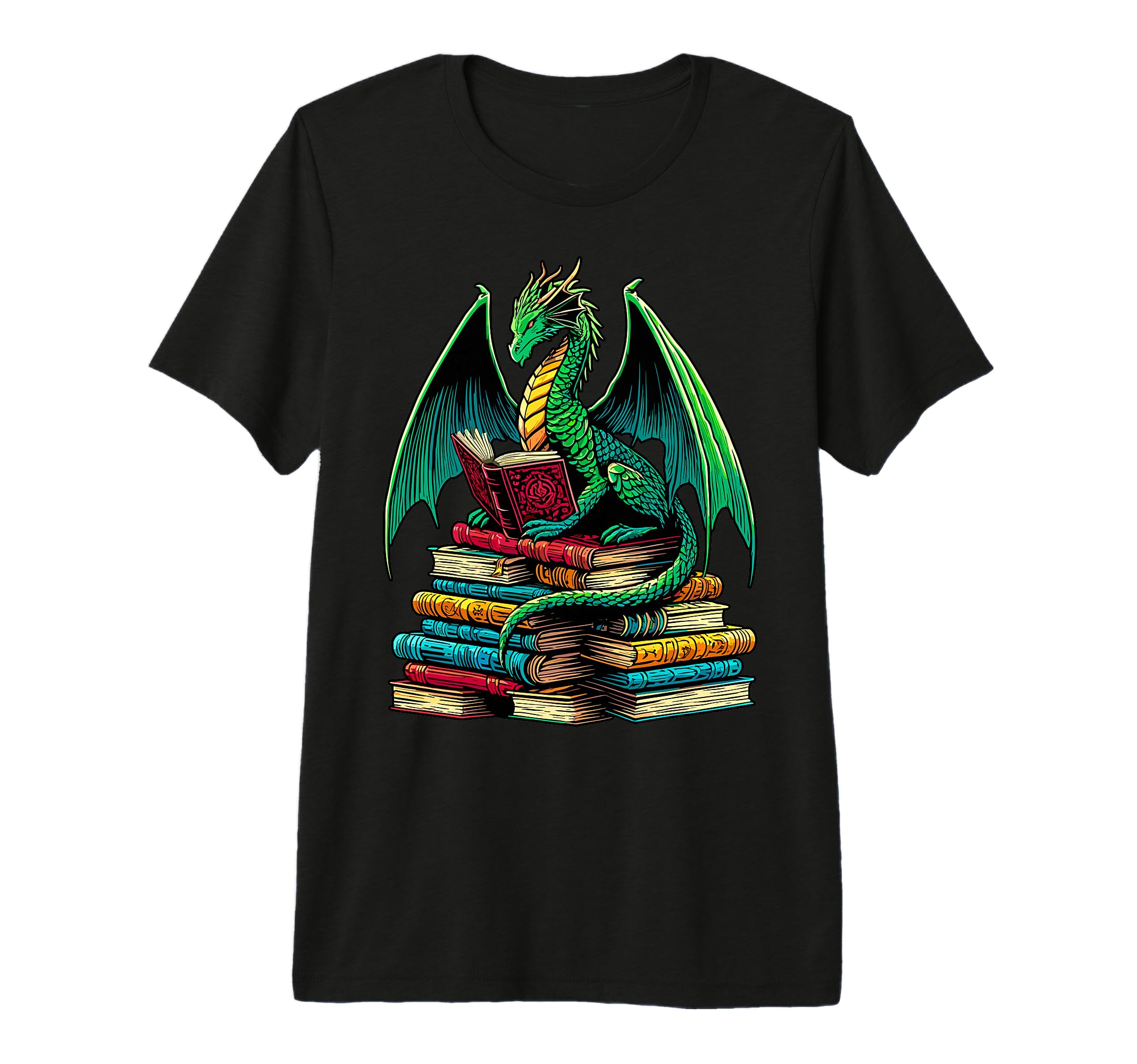 Book Dragon Reading Books Tri Blend T-Shirt - Trendy Graphic for Adults - T-Shirt, Sweatshirt, Hoodie