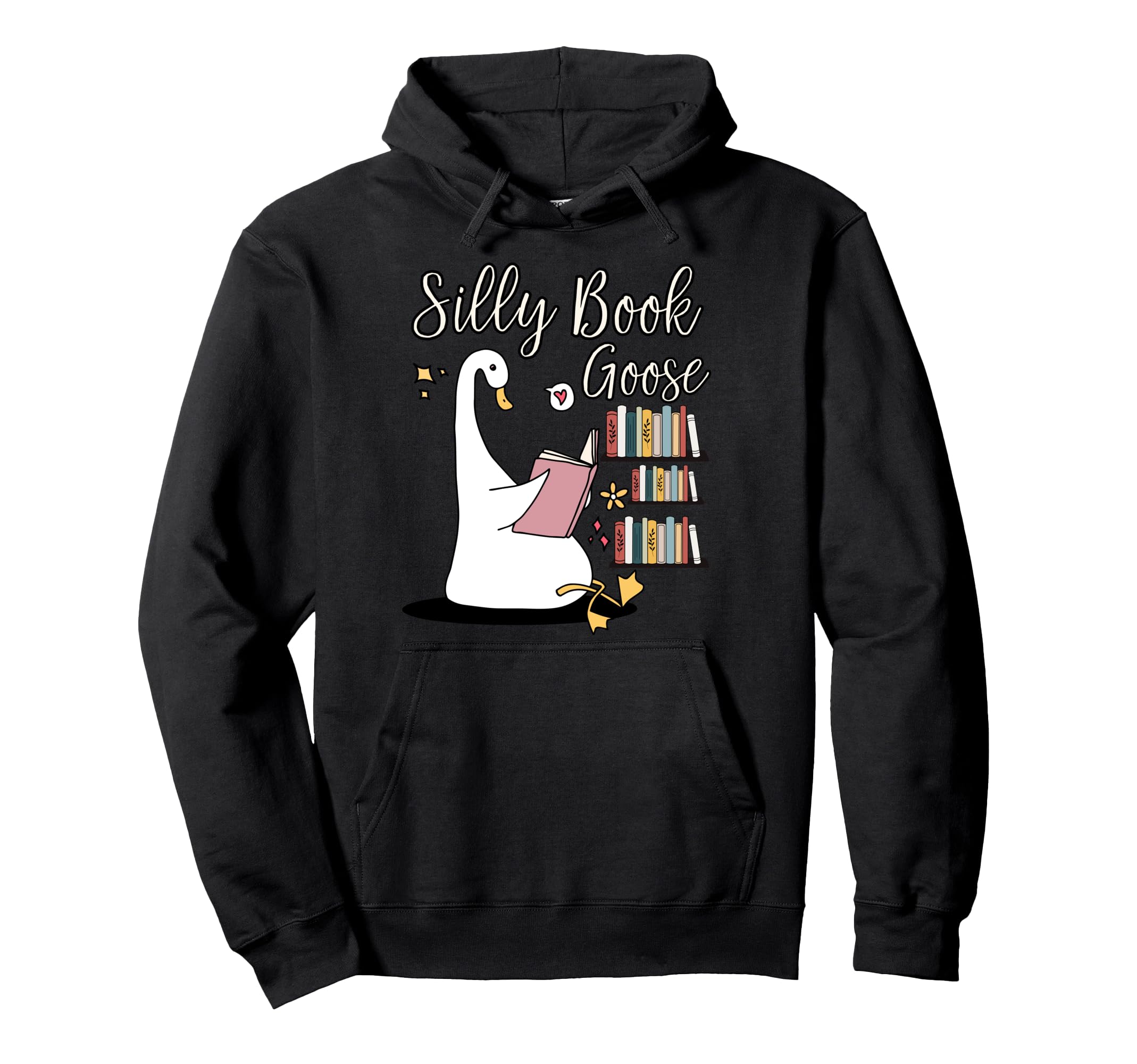 Silly Book Goose Book Lover Hoodie - Minimalist Print Unisex - T-Shirt, Sweatshirt, Hoodie