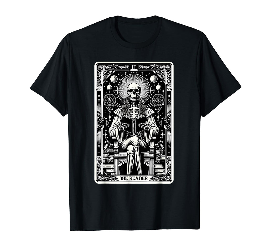 Reader Tarot Card Skeleton Reading T-Shirt - Casual Everyday Wear Unisex - T-Shirt, Sweatshirt, Hoodie