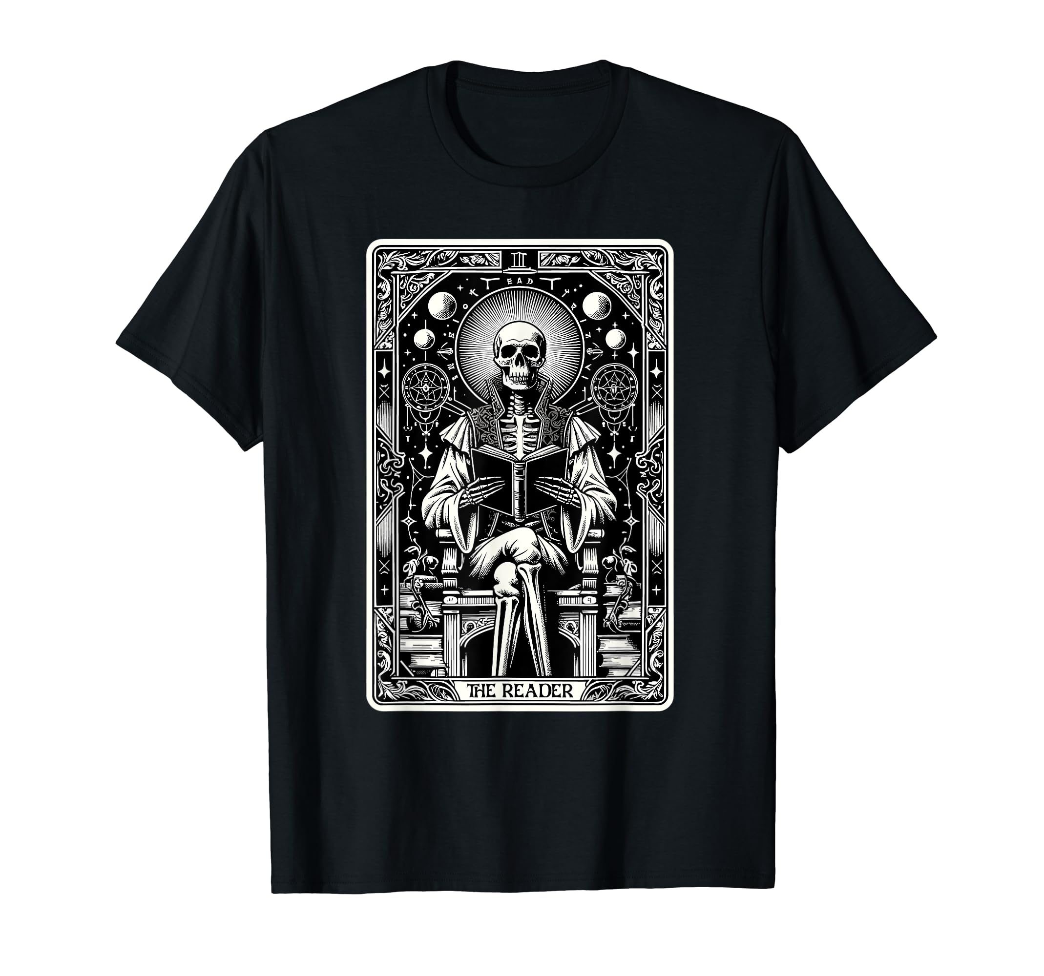 Reader Tarot Card Skeleton Reading T-Shirt - Casual Everyday Wear Unisex - T-Shirt, Sweatshirt, Hoodie