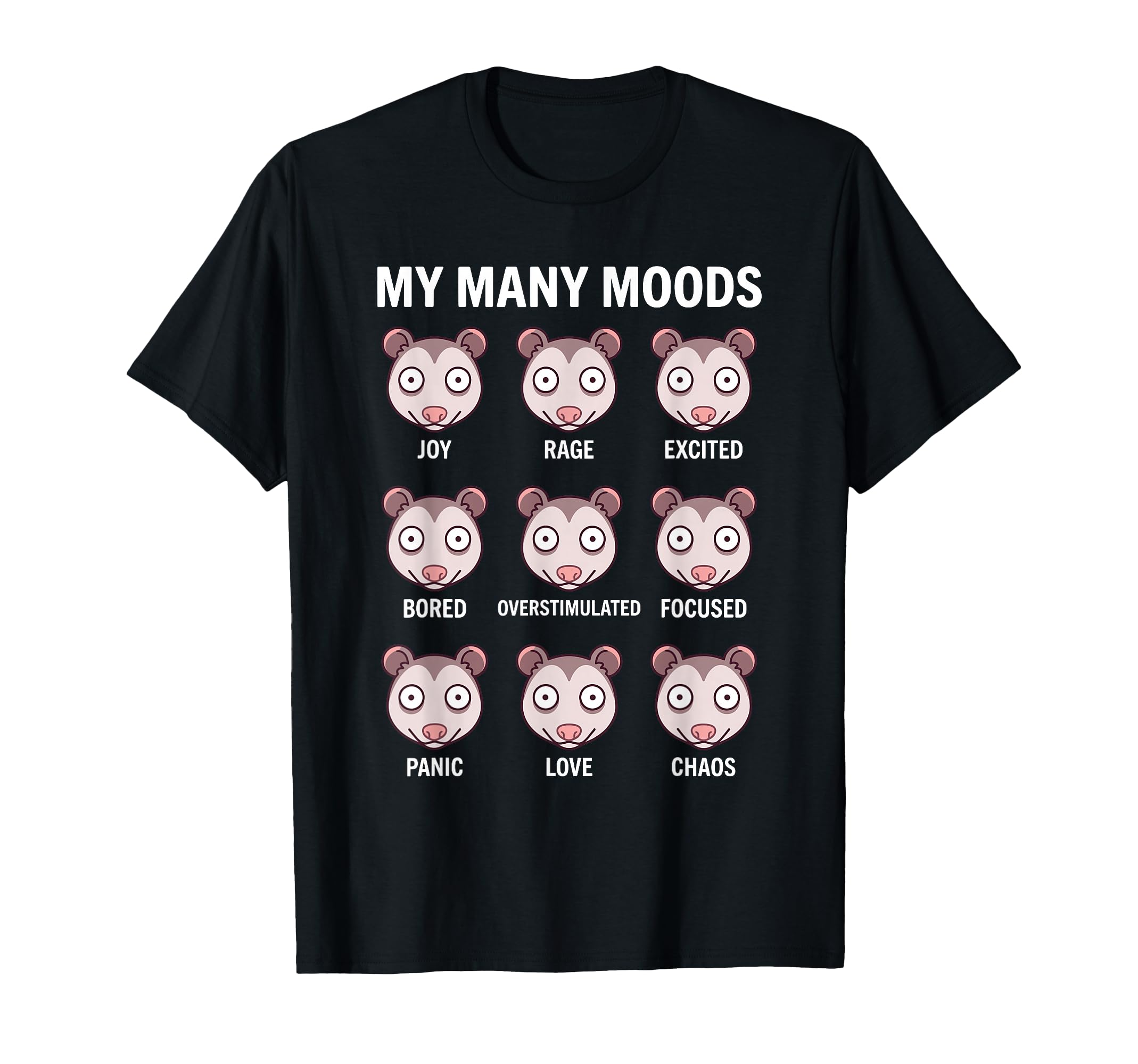My Many Moods Opossum Chart T-Shirt - Unique Graphic Men Women - T-Shirt, Sweatshirt, Hoodie