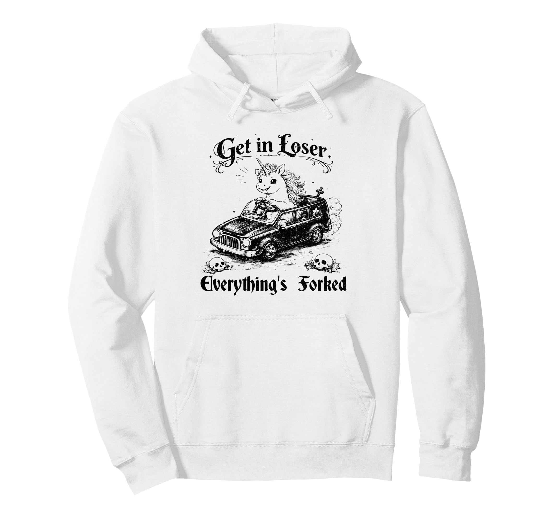 Get Loser Everythings Forked Unicorn Hoodie - Custom Art Print for Adults - T-Shirt, Sweatshirt, Hoodie