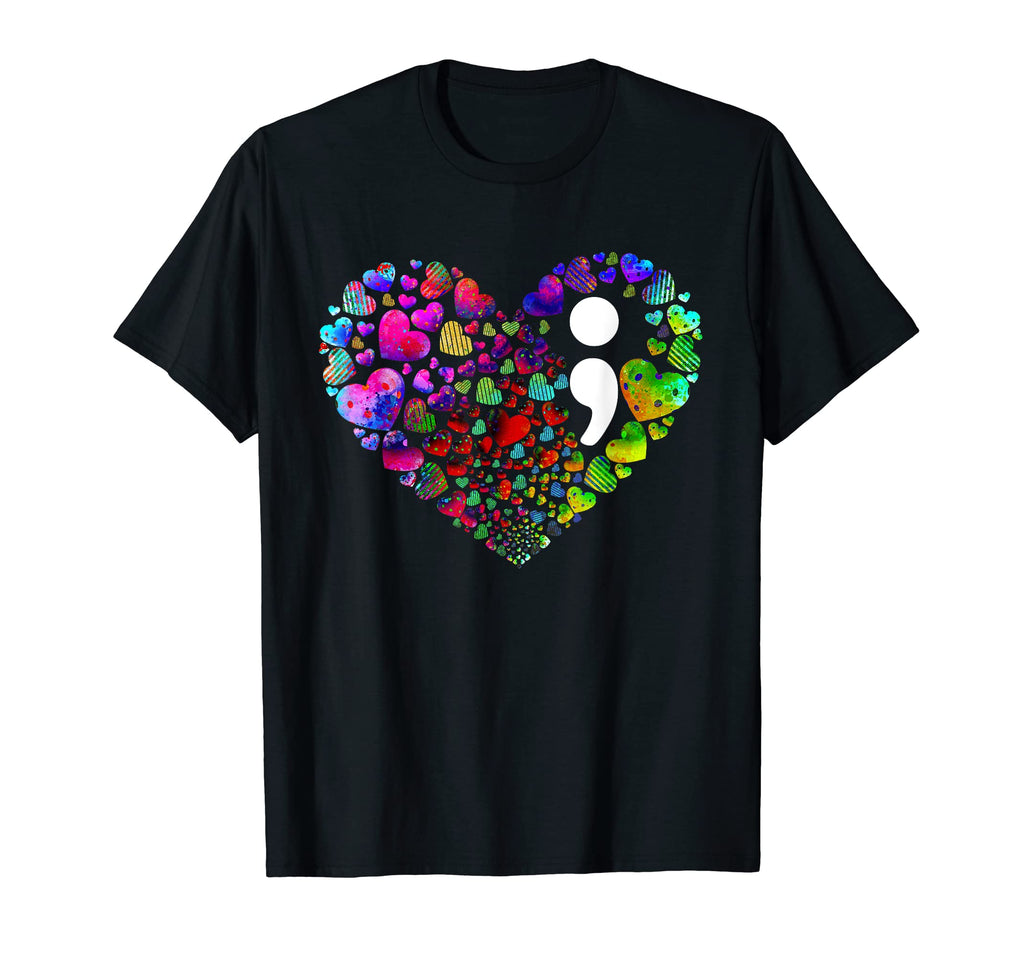 Punctuation Mark Semicolon Heart T-Shirt - Casual Everyday Wear Men Women - T-Shirt, Sweatshirt, Hoodie