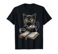 Cat Books And Coffee Book Lover T-Shirt - Graphic Print Unisex - T-Shirt, Sweatshirt, Hoodie
