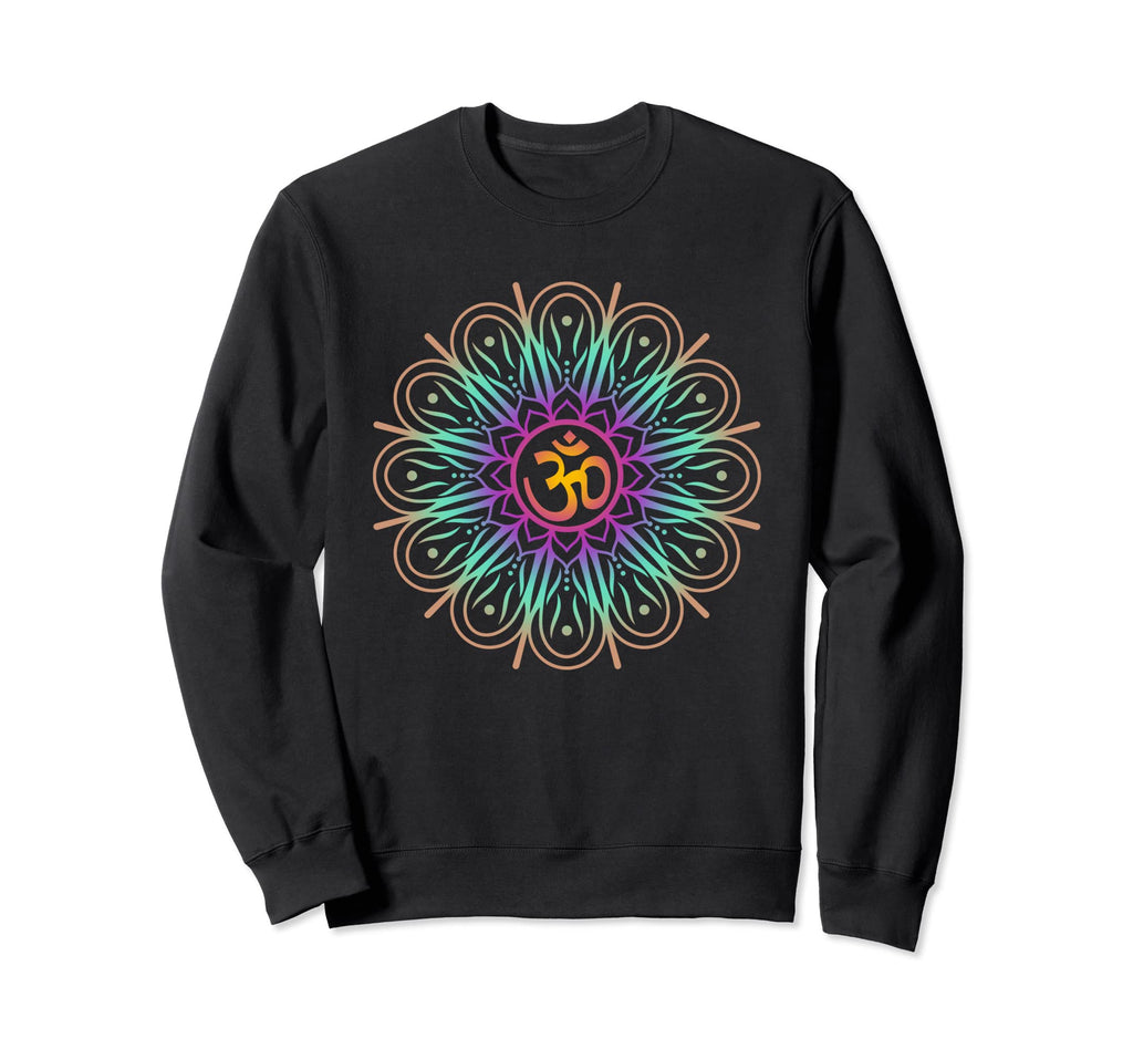 Om Symbol Colorful Mandala Geometry Sweatshirt - Unique Graphic Unisex - T-Shirt, Sweatshirt, Hoodie