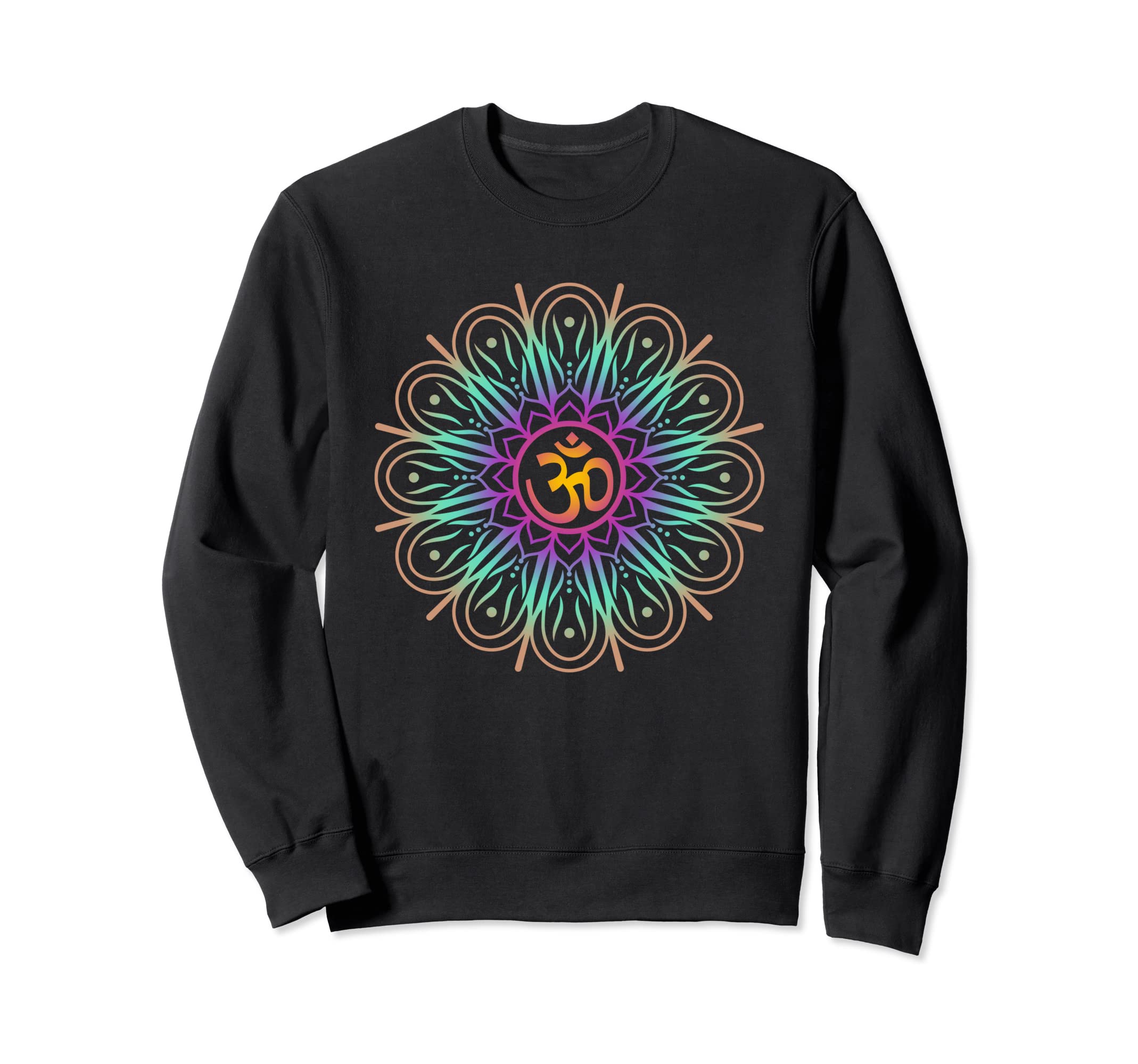 Om Symbol Colorful Mandala Geometry Sweatshirt - Unique Graphic Unisex - T-Shirt, Sweatshirt, Hoodie