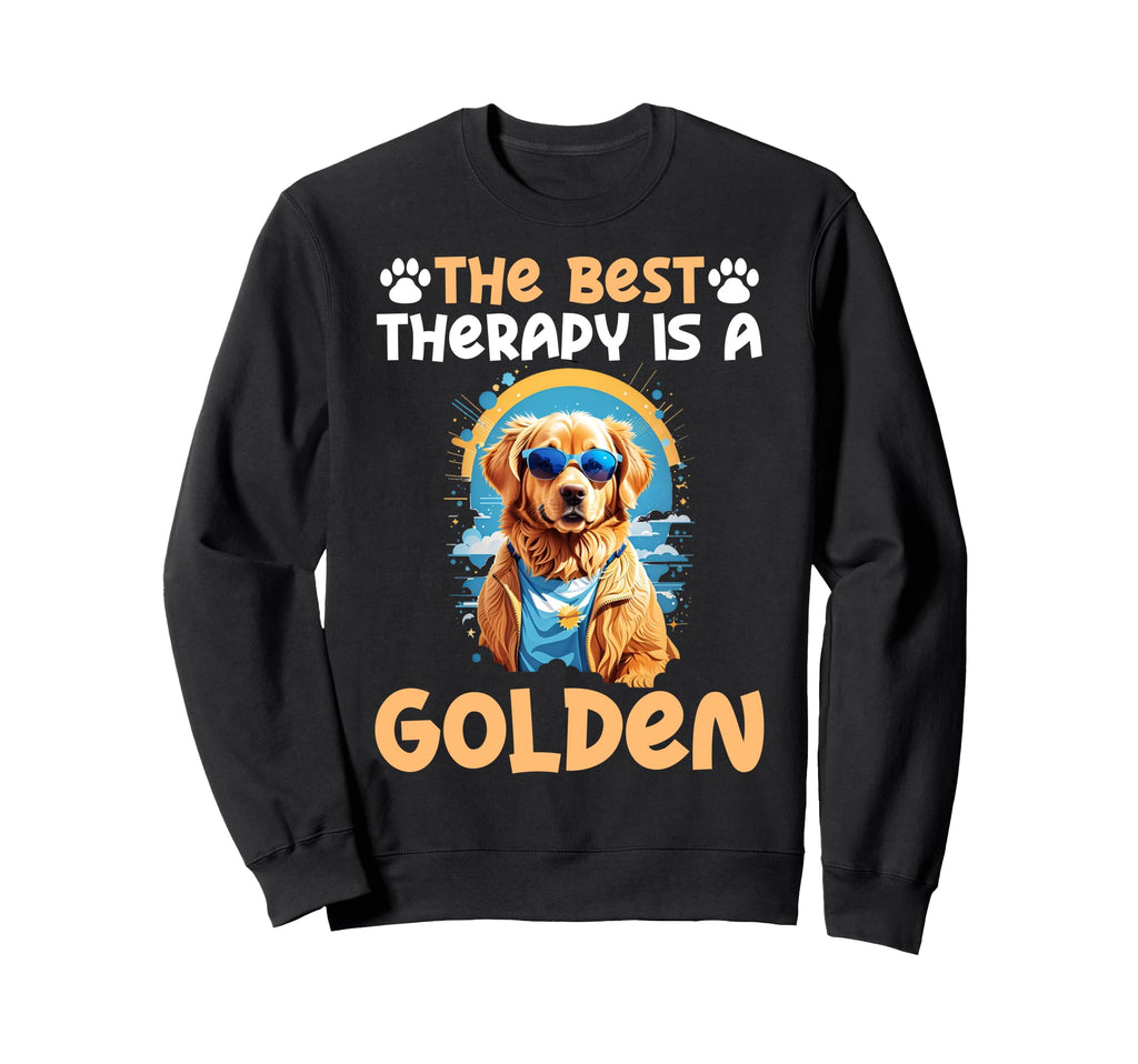 Best Therapy Is Golden Retriever Dog Sweatshirt - Aesthetic Graphic Unisex - T-Shirt, Sweatshirt, Hoodie