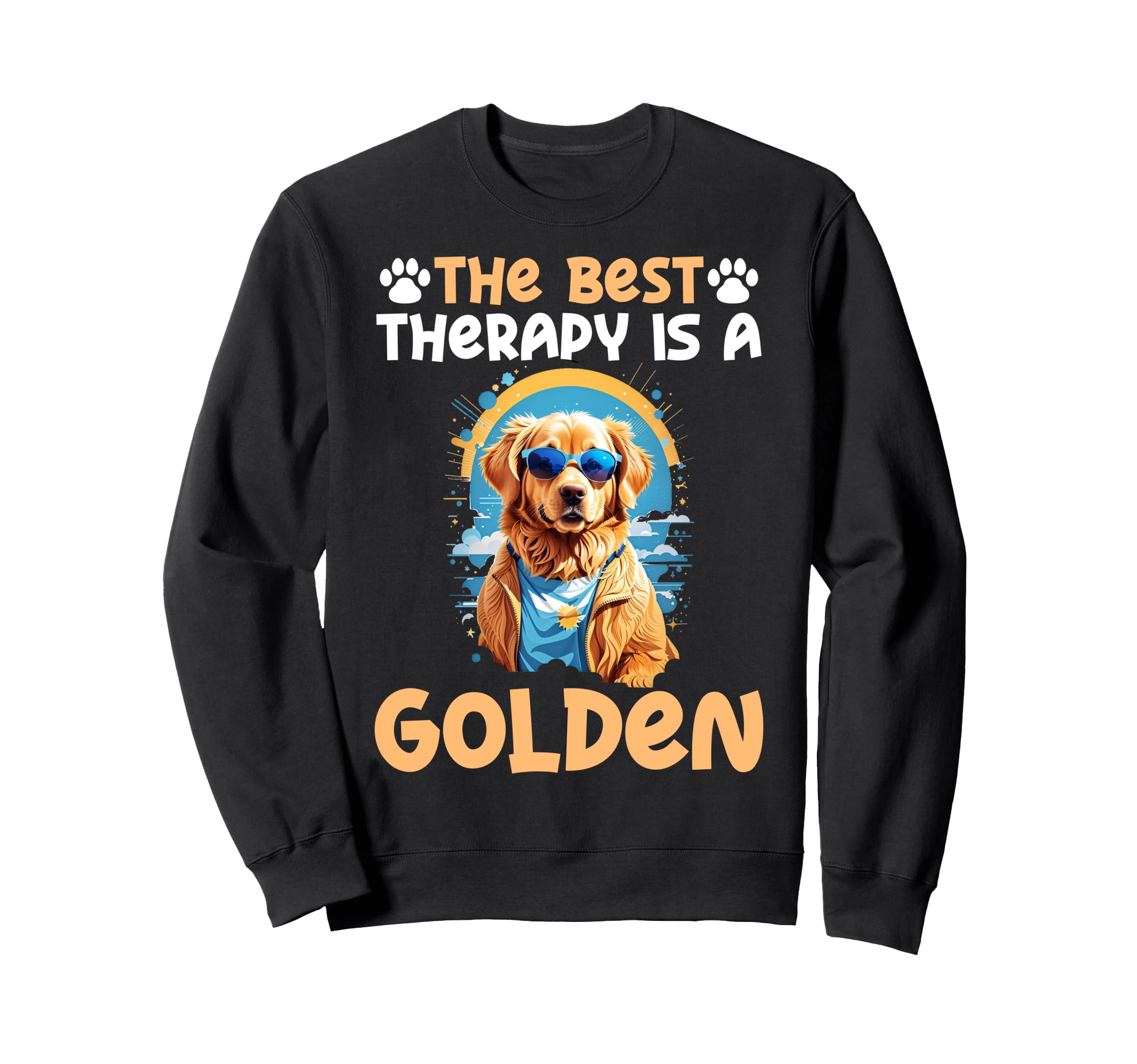 Best Therapy Is Golden Retriever Dog Sweatshirt - Aesthetic Graphic Unisex - T-Shirt, Sweatshirt, Hoodie