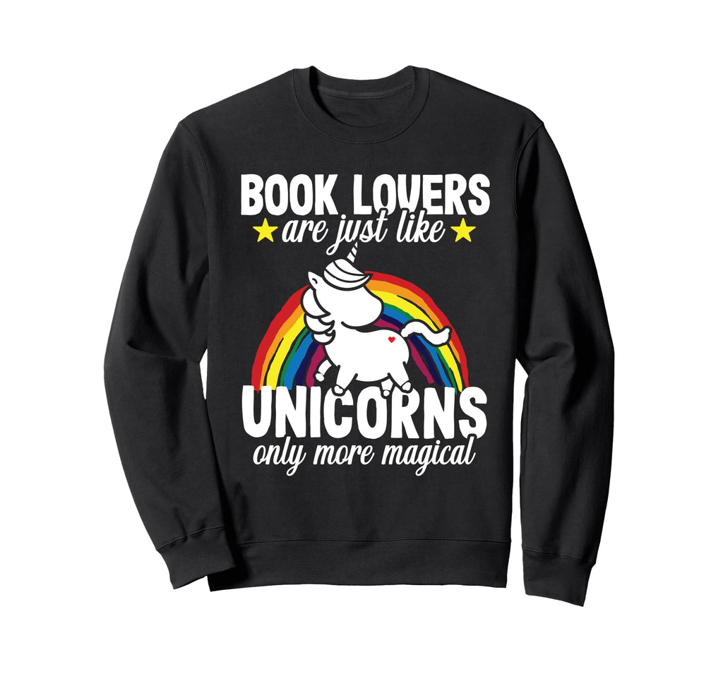Book Nerd Unicorn Funny Magical Reader Sweatshirt - Unique Graphic Unisex - T-Shirt, Sweatshirt, Hoodie