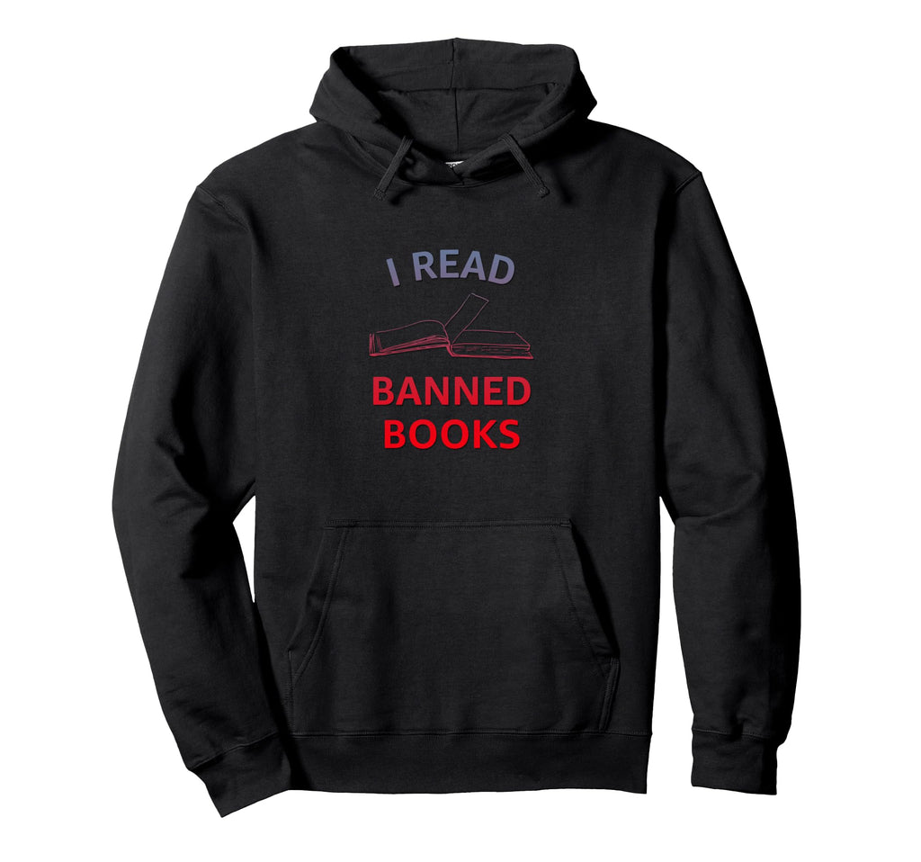 I Read Banned Books Bluegrey Red Hoodie - Unique Graphic Men Women - T-Shirt, Sweatshirt, Hoodie
