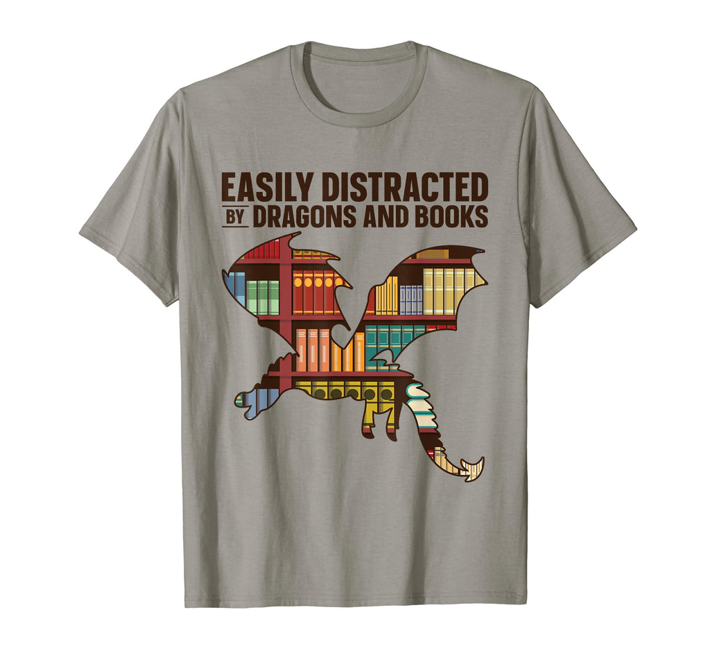 Easily Distracted Dragons And Books Book T-Shirt - Graphic Print Men Women - T-Shirt, Sweatshirt, Hoodie