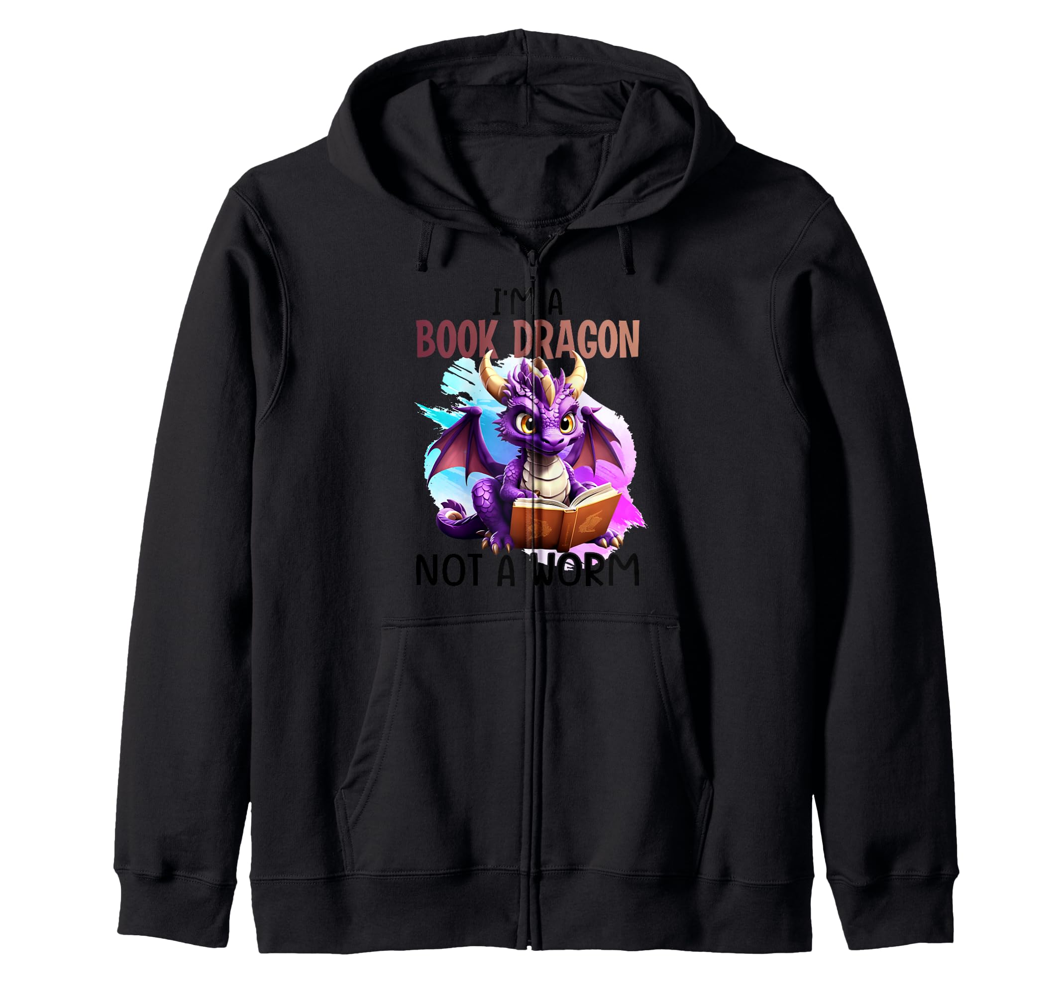 Im Book Dragon Not Worm Read Reading Gift Hoodie - Custom Art Print Unisex - T-Shirt, Sweatshirt, Hoodie