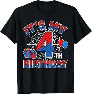 Its My 4th Birthday Boy 4 Year Old Spider Web Birthday Party T-Shirt Unisex T-shirt, Sweatshirt, Hoodie, Long Sleeve Tee - T-Shirt, Sweatshirt, Hoodie