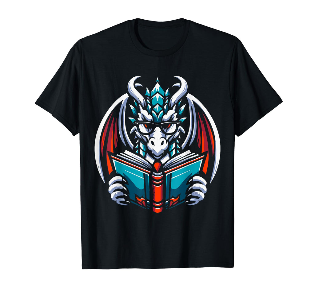 Dragon Reading Book Dragon Enthusiast T-Shirt - Graphic Print for Adults - T-Shirt, Sweatshirt, Hoodie