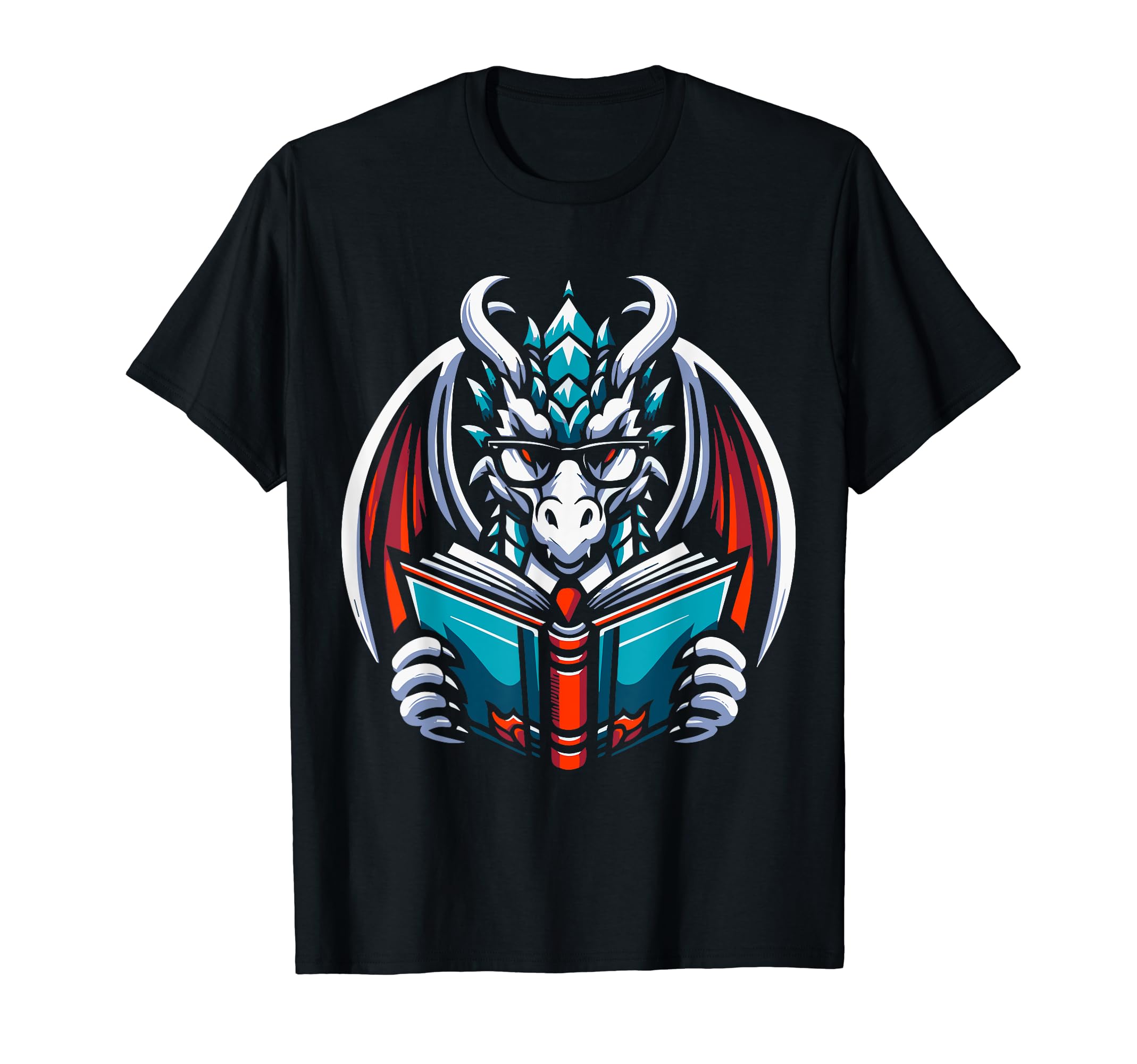 Dragon Reading Book Dragon Enthusiast T-Shirt - Graphic Print for Adults - T-Shirt, Sweatshirt, Hoodie