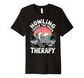 Howling Under Moon Is My Therapy Wolf T-Shirt - Minimalist Print Men Women - T-Shirt, Sweatshirt, Hoodie