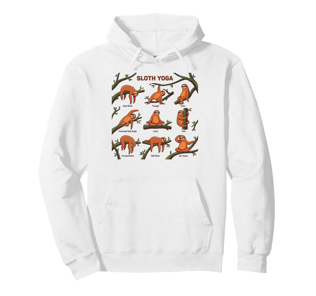 Chakras Mandala Sloth Yoga Poses Hoodie - Minimalist Print Men Women - T-Shirt, Sweatshirt, Hoodie