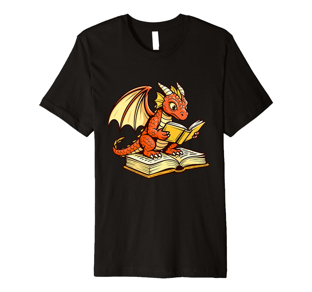 Reading Dragon Book Lover Bookworm T-Shirt - Graphic Print for Adults - T-Shirt, Sweatshirt, Hoodie