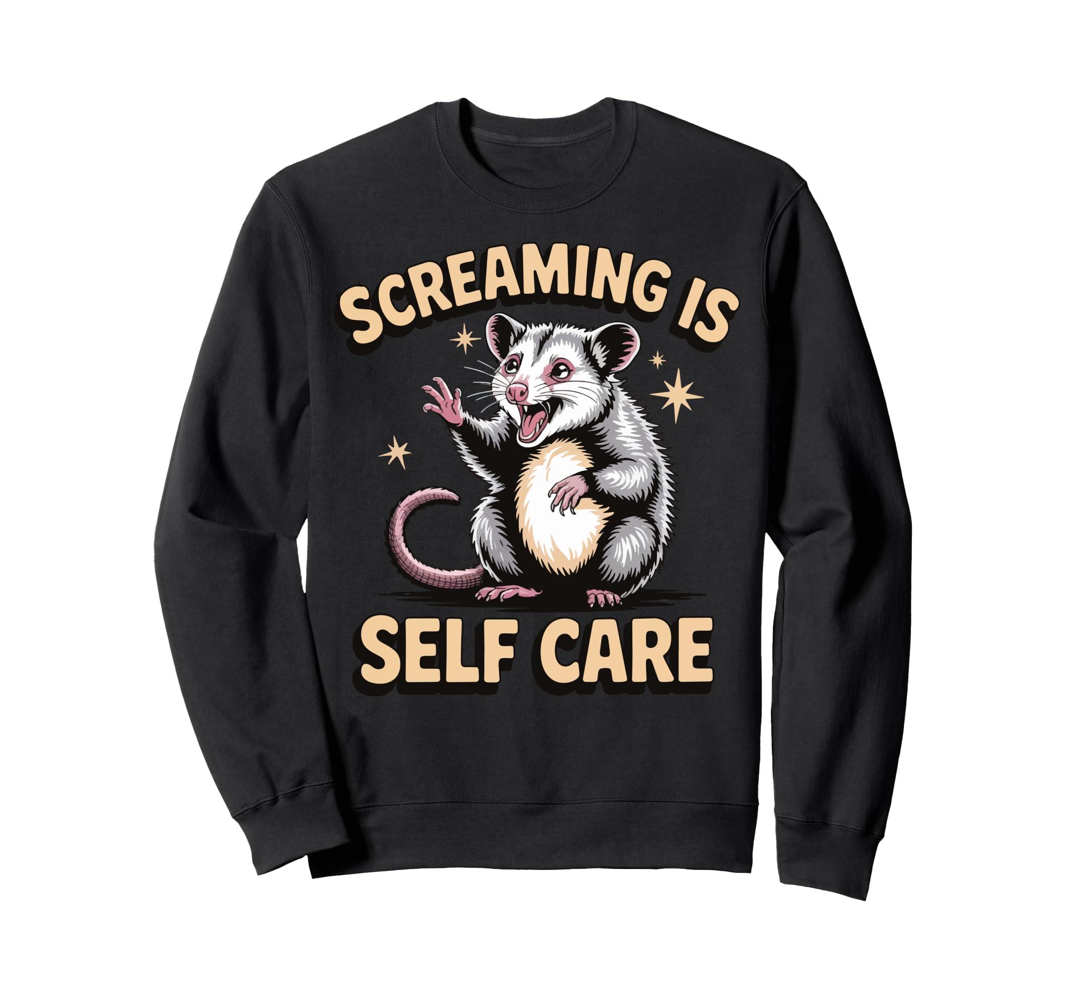 Opossum Therapeutic Screaming Stress Hoodie - Unique Graphic Men Women - T-Shirt, Sweatshirt, Hoodie