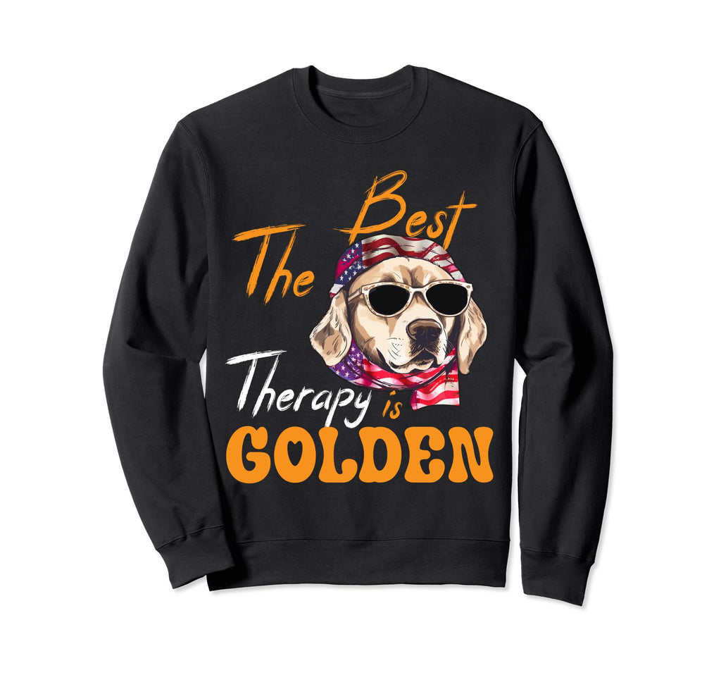 Best Therapy Is Golden Retriever Dog Sweatshirt - Custom Art Print Unisex - T-Shirt, Sweatshirt, Hoodie