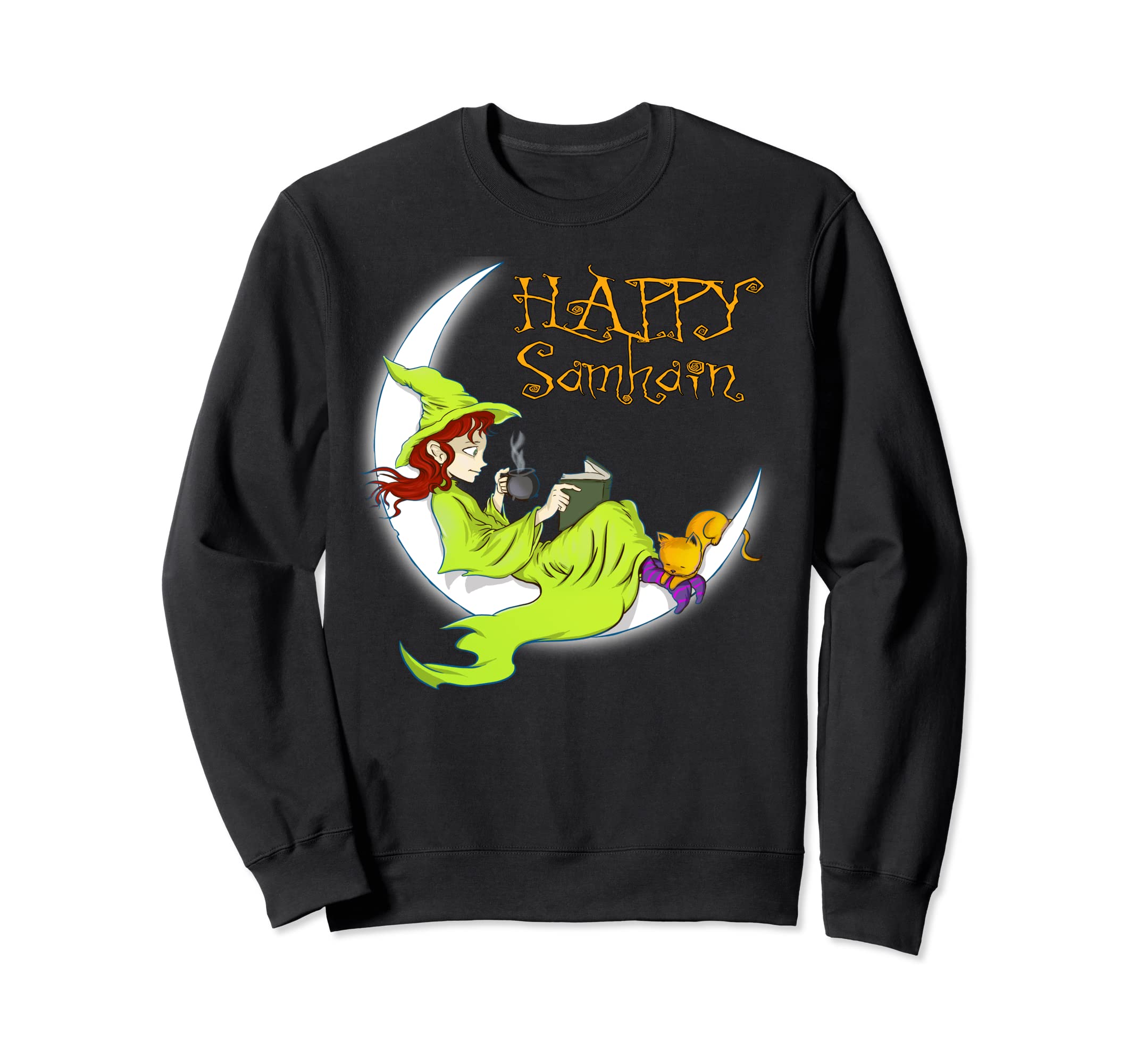 Green Witch Happy Books Coffee Cats Sweatshirt - Fun Novelty Design Unisex - T-Shirt, Sweatshirt, Hoodie