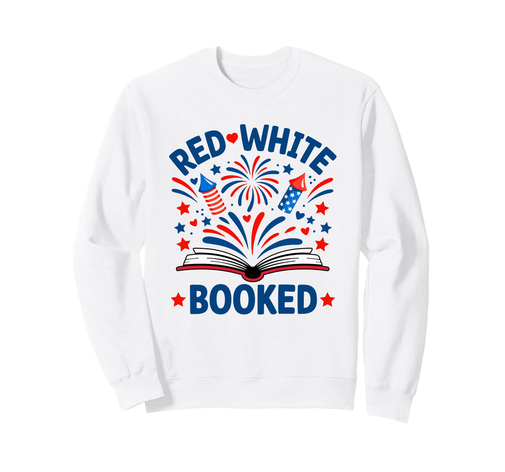Patriotic Book Fireworks Red White Sweatshirt - Novelty Apparel for Adults - T-Shirt, Sweatshirt, Hoodie