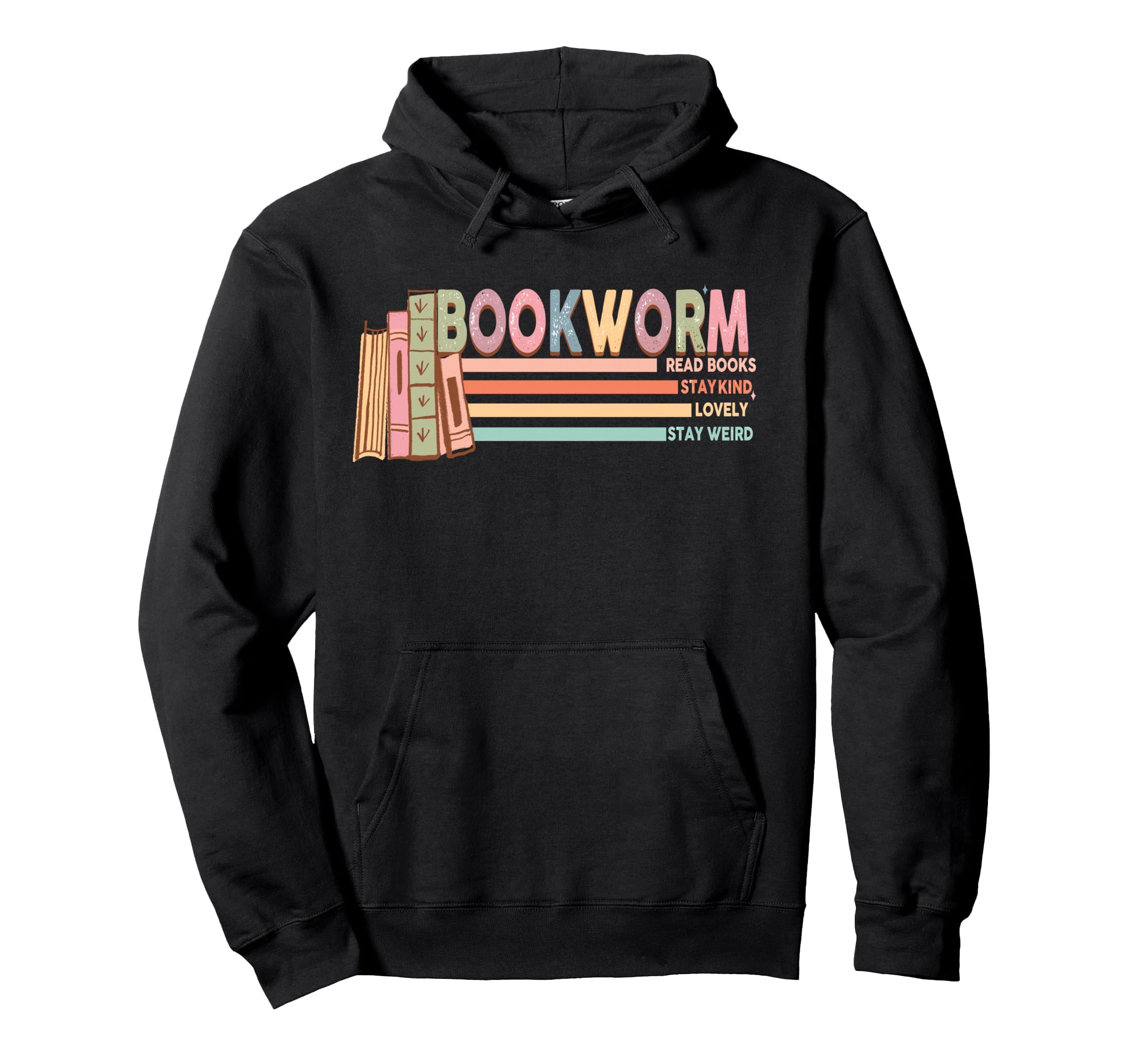 Bookworm Colorful Rainbow Book Lover Hoodie - Aesthetic Graphic Men Women - T-Shirt, Sweatshirt, Hoodie