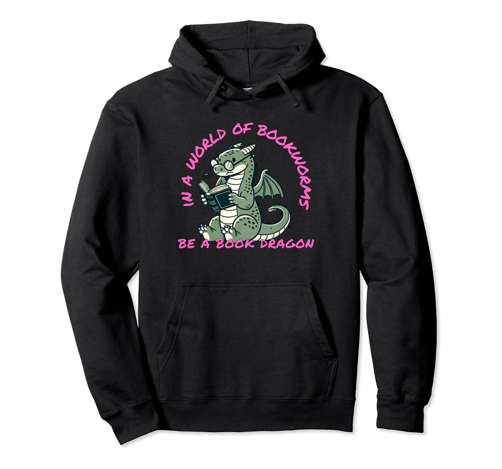 Dragon World Bookworms Be Book Dragon Hoodie - Custom Art Print for Adults - T-Shirt, Sweatshirt, Hoodie