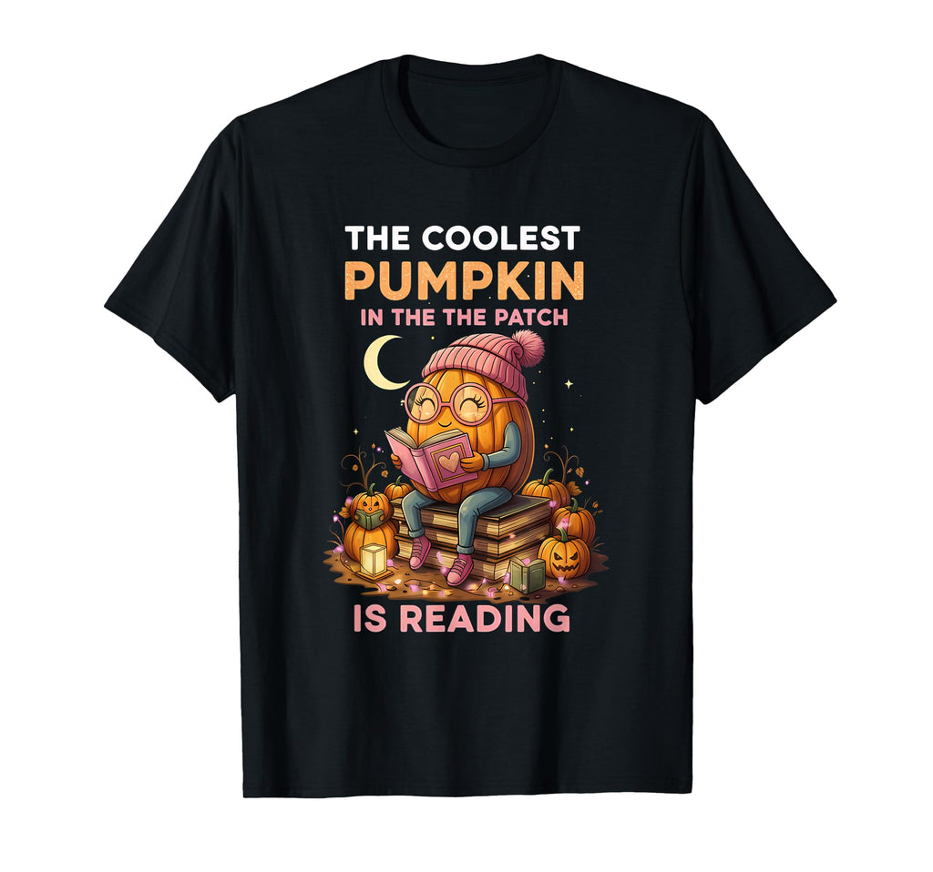 Halloween Reading Pumpkin Book Nerd T-Shirt - Minimalist Print Unisex - T-Shirt, Sweatshirt, Hoodie