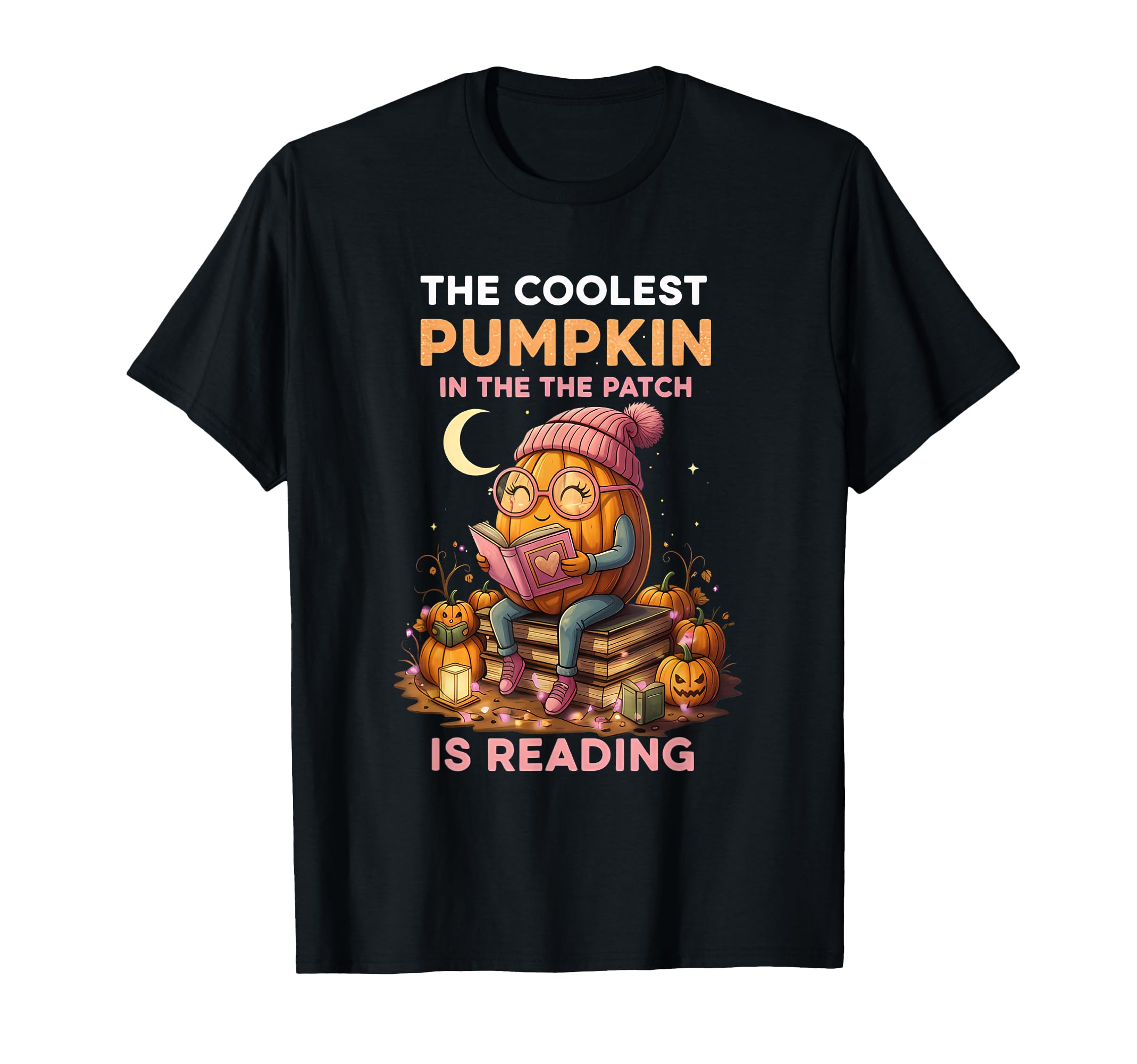 Halloween Reading Pumpkin Book Nerd T-Shirt - Minimalist Print Unisex - T-Shirt, Sweatshirt, Hoodie