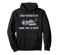 Easily Distracted Books Cats Coffee Book Hoodie - Aesthetic Graphic Unisex - T-Shirt, Sweatshirt, Hoodie