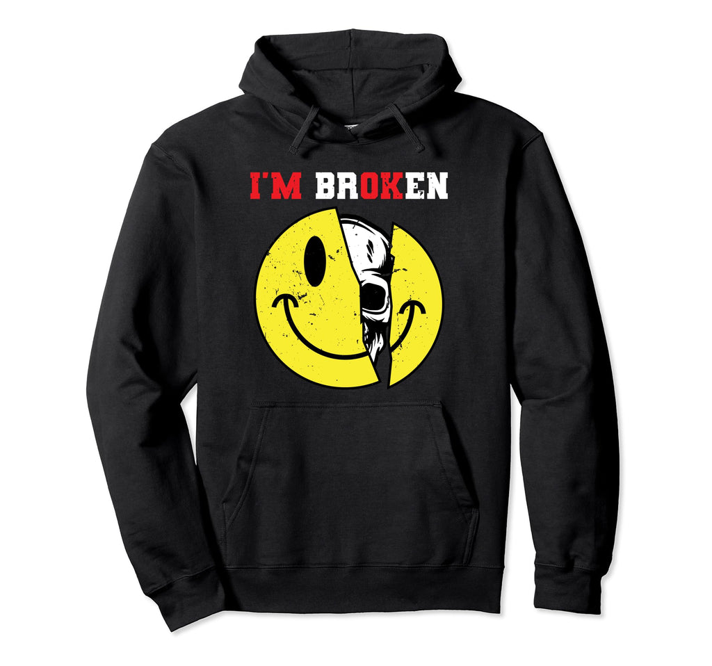 Confused Smile Im Broken Invisible Hoodie - Aesthetic Graphic for Adults - T-Shirt, Sweatshirt, Hoodie